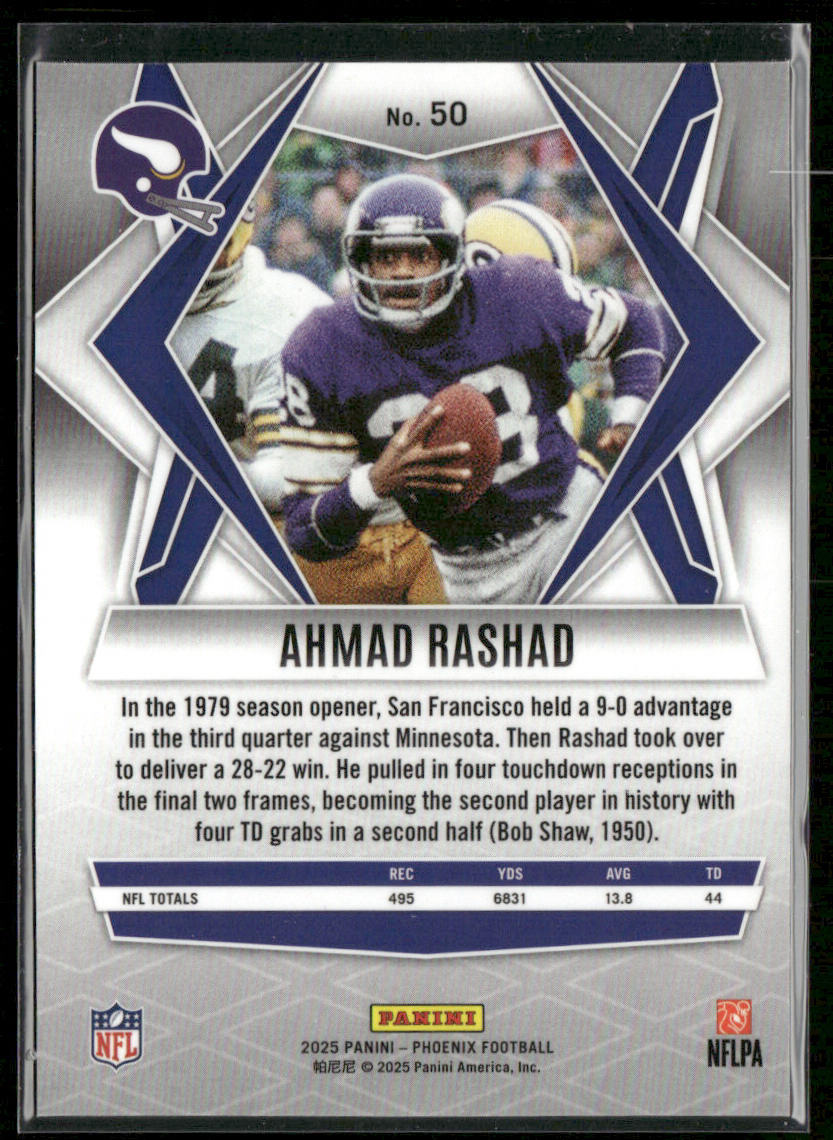 Ahmad Rashad 2025 Panini Phoenix Silver Prizm #50 Minnesota Vikings back
