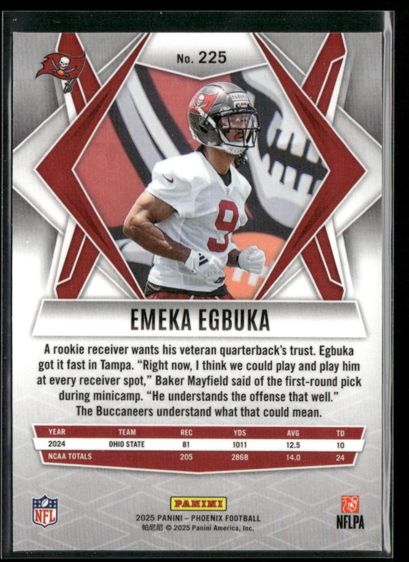 Emeka Egbuka 2025 Panini Phoenix #225 RC Tampa Bay Buccaneers back