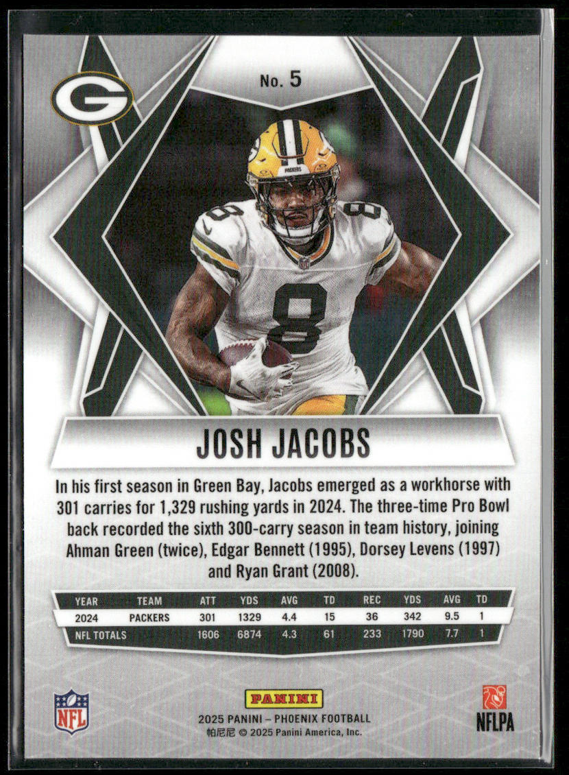 Josh Jacobs 2025 Panini Phoenix #5 Green Bay Packers back