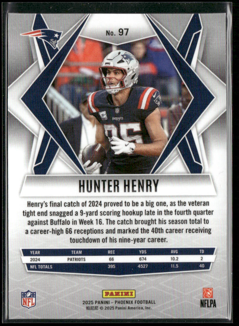 Hunter Henry 2025 Panini Phoenix #97 New England Patriots back