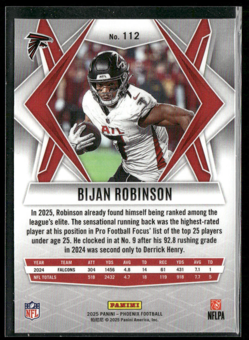 Bijan Robinson 2025 Panini Phoenix #112 Atlanta Falcons back