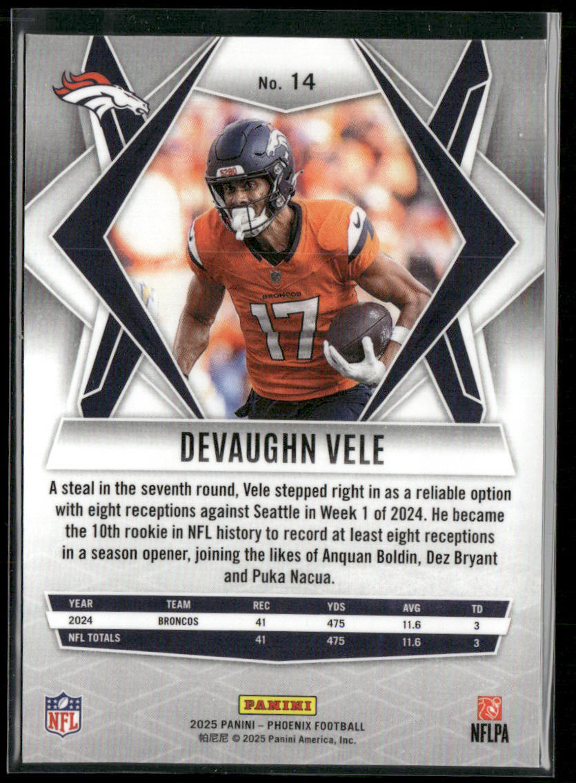 Devaughn Vele 2025 Panini Phoenix #14 Denver Broncos back