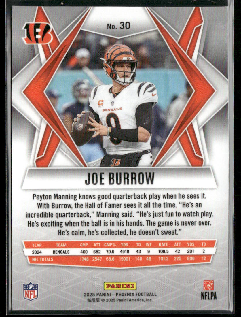 Joe Burrow 2025 Panini Phoenix #30 Cincinnati Bengals back