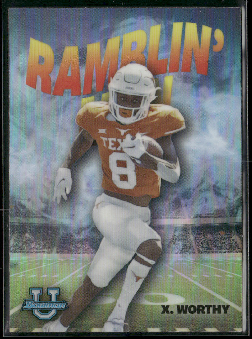 Xavier Worthy 2022 Bowman University Chrome Ramblin' Man #RM-12 Texas Longhorns front