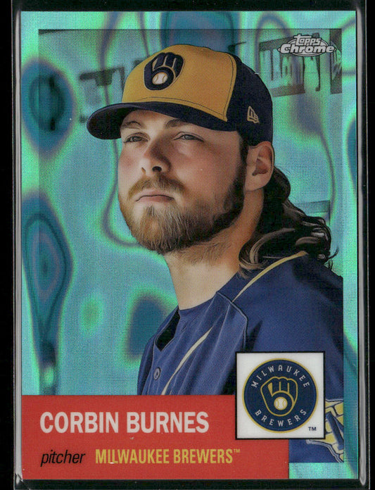 Corbin Burnes 2022 Topps Chrome Platinum Anniversary Aqua Lava Refractor #456 SN front