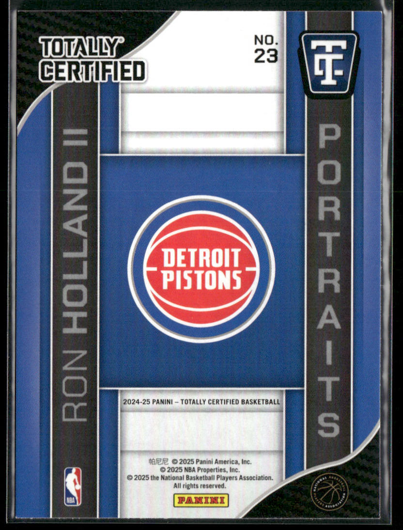Ron Holland II 2024-25 Panini Totally Certified Portraits #23 Detroit Pistons back