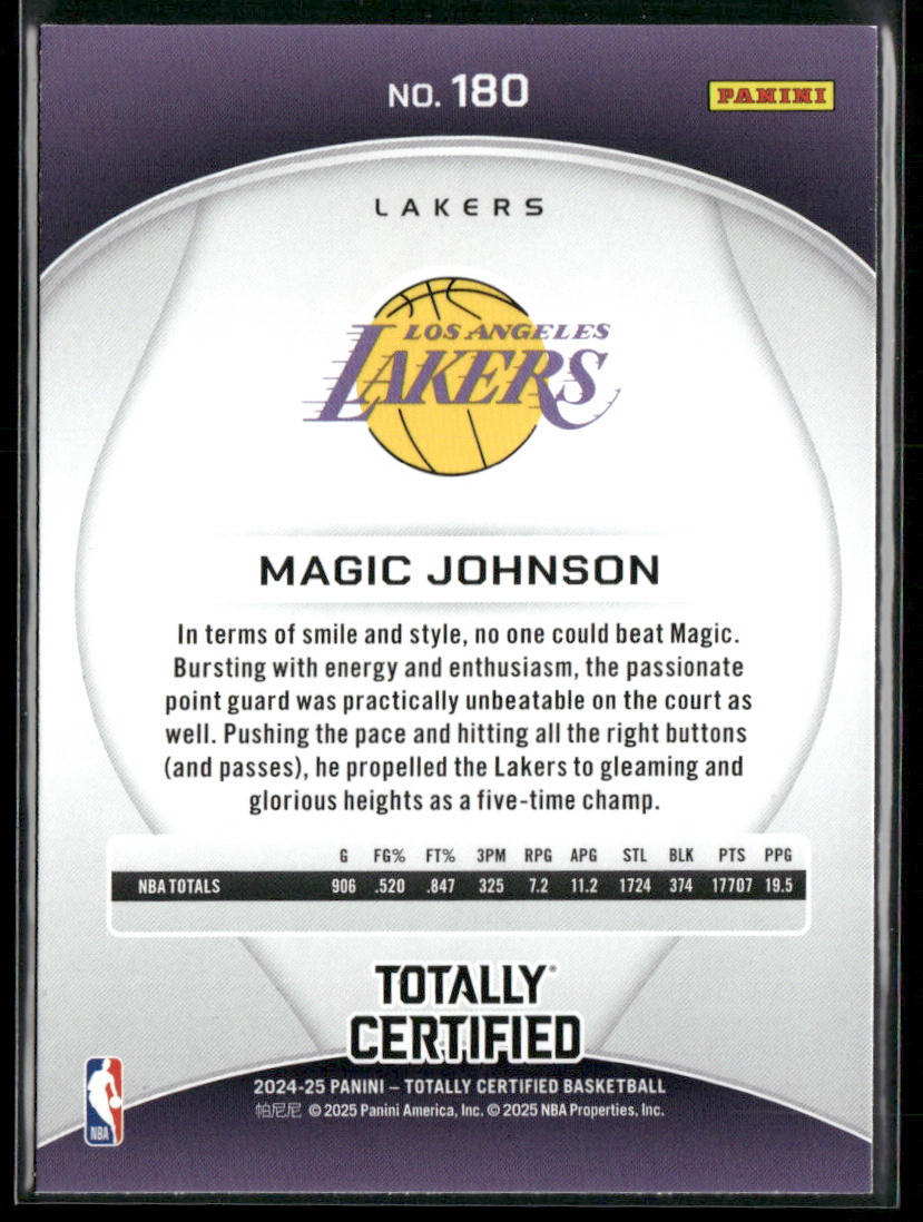 Magic Johnson 2024-25 Panini Totally Certified #180 Los Angeles Lakers back