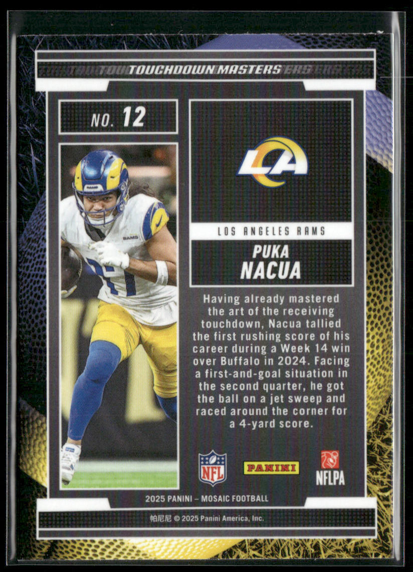 Puka Nacua 2025 Panini Mosaic Touchdown Masters #12 Los Angeles Rams back
