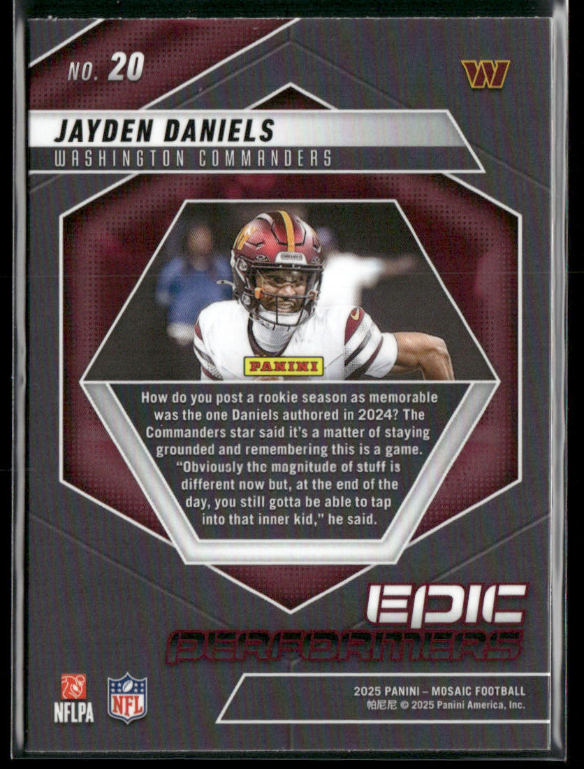 Jayden Daniels 2025 Panini Mosaic Epic Performers Mosaic #20 Commanders back