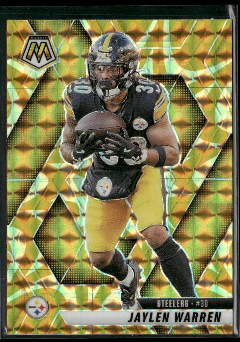 Jaylen Warren 2025 Panini Mosaic Mosaic Reactive Yellow #144 Pittsburgh Steelers front