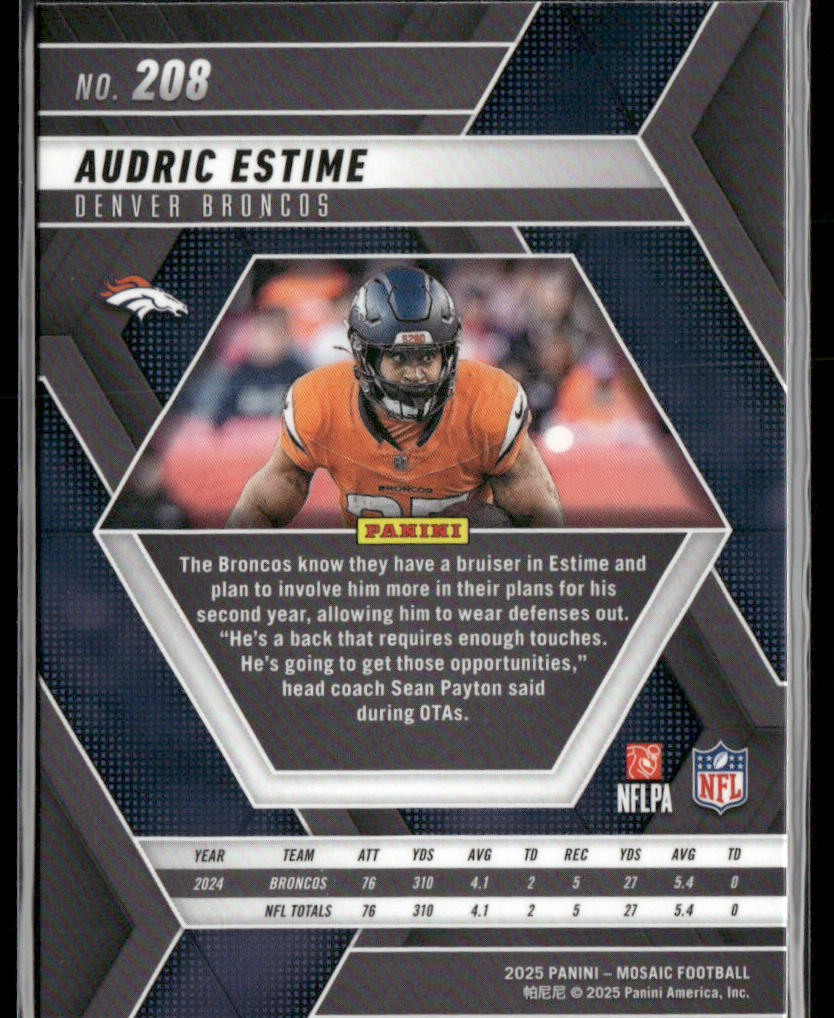 Audric Estime 2025 Panini Mosaic #208 Denver Broncos back