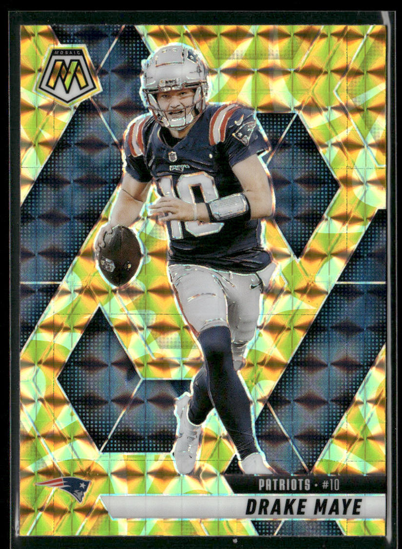 Drake Maye 2025 Panini Mosaic Mosaic Reactive Yellow #28 New England Patriots front