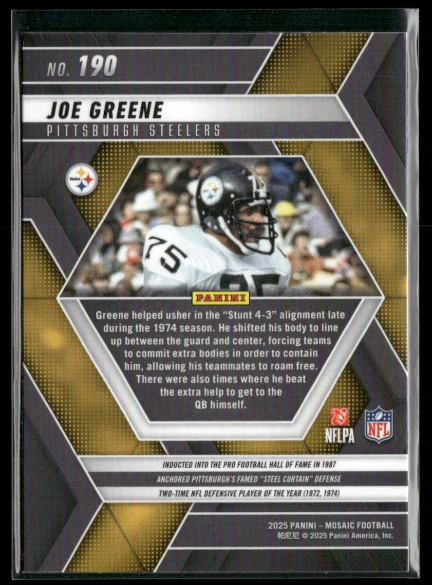 Joe Greene 2025 Panini Mosaic #190 Pittsburgh Steelers back