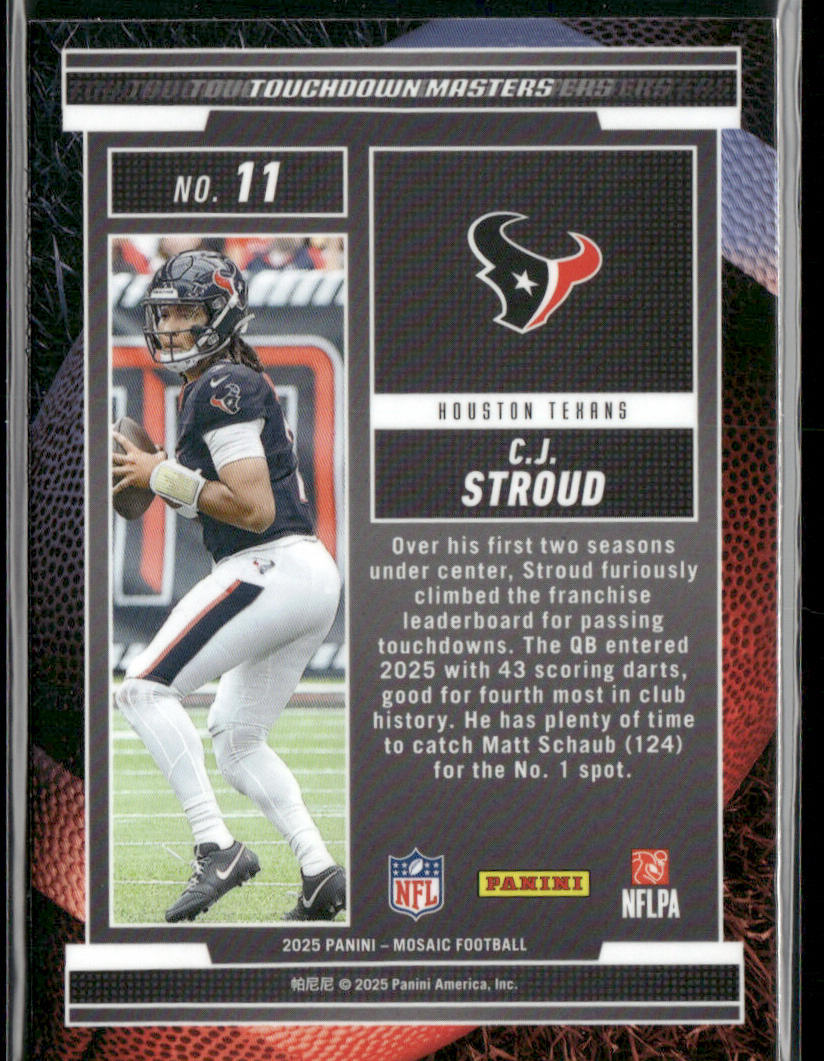 C.J. Stroud 2025 Panini Mosaic Touchdown Masters #11 Houston Texans back