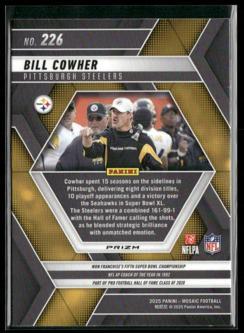 Bill Cowher 2025 Panini Mosaic Mosaic Reactive Yellow #226 Pittsburgh Steelers back