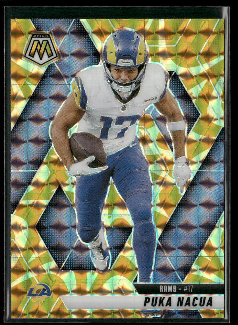 Puka Nacua 2025 Panini Mosaic Mosaic Reactive Yellow #102 Los Angeles Rams front