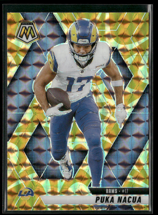 Puka Nacua 2025 Panini Mosaic Mosaic Reactive Yellow #102 Los Angeles Rams front