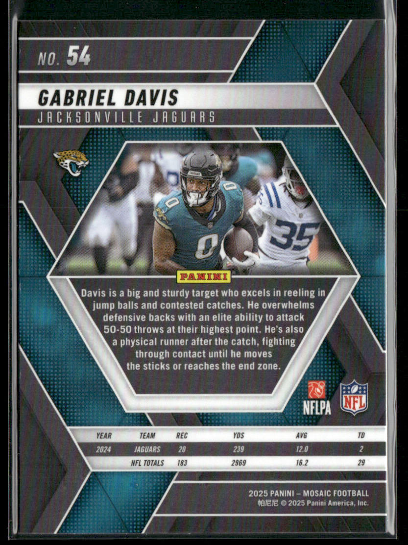 Gabriel Davis 2025 Panini Mosaic #54 Jacksonville Jaguars back
