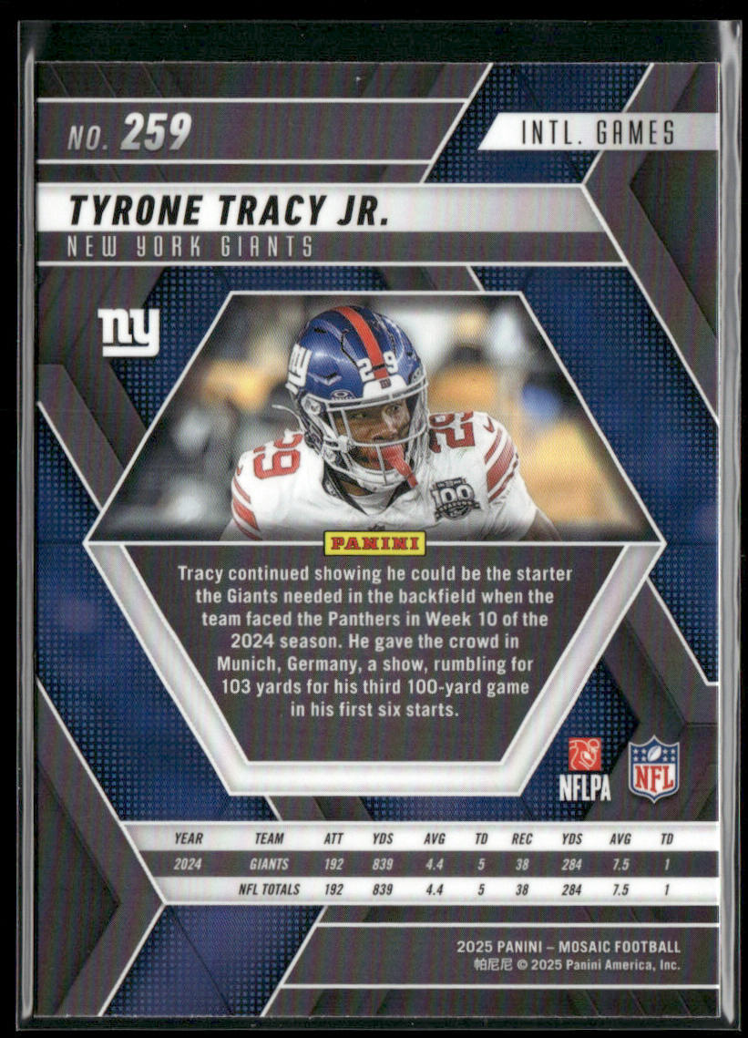 Tyrone Tracy Jr. 2025 Panini Mosaic #259 New York Giants back