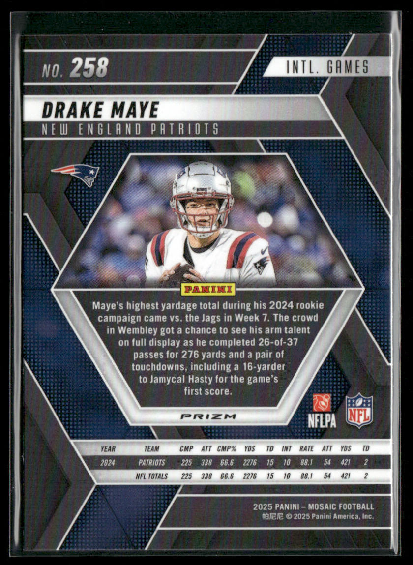 Drake Maye 2025 Panini Mosaic Mosaic #258 New England Patriots back