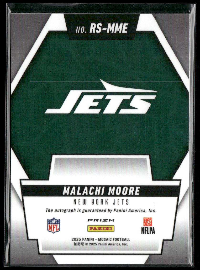 Malachi Moore 2025 Panini Mosaic Rookie Scripts #RS-MME AU New York Jets back
