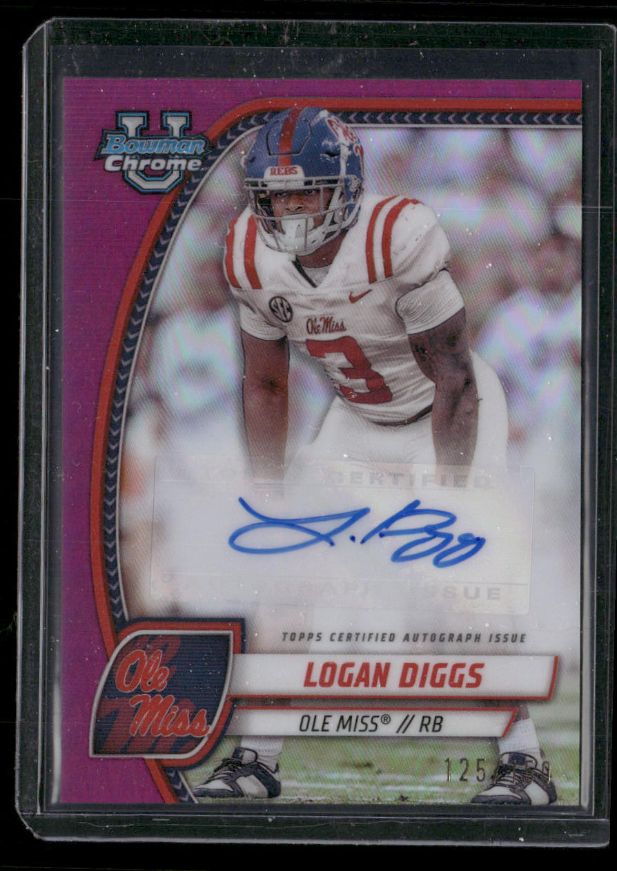 Logan Diggs 2024 Bowman Chrome Prospect Auto Fuchsia Refractor #PA-LDG SN,AU front