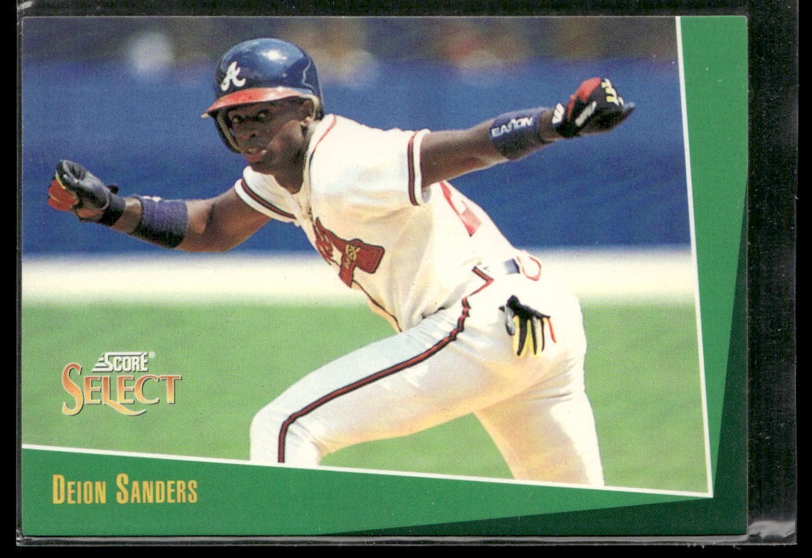 Deion Sanders Player Lot Bundle 10 Different Baseball Cards DS001 Yankees Braves back