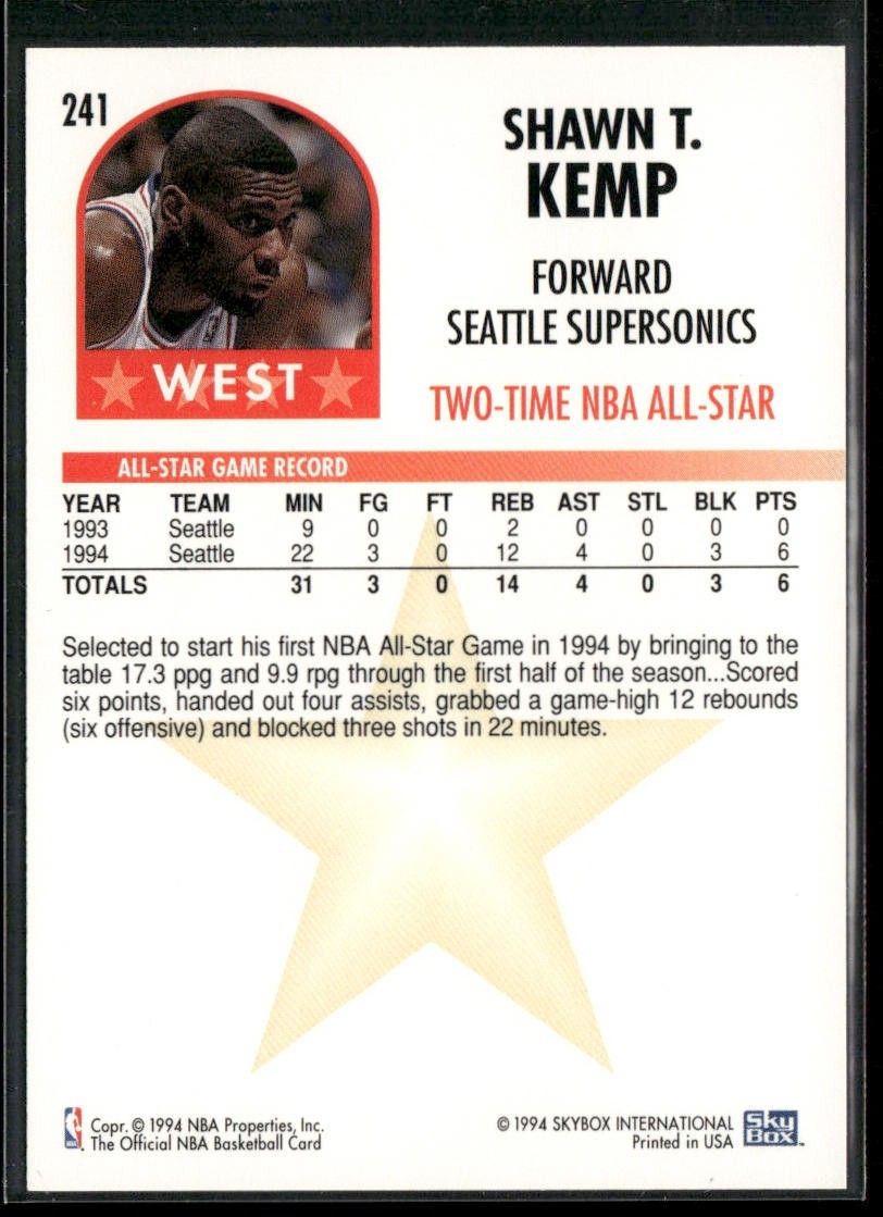 Shawn Kemp Player Lot Bundle 10 Basketball Cards SK001 Supersonics Cavs 1 RC back