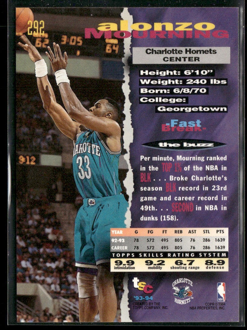 Alonzo Mourning Player Lot Bundle 10 Different Basketball Cards AM003 Heat back