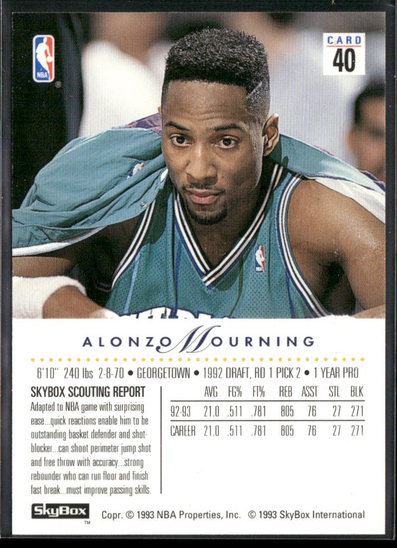 Alonzo Mourning Player Lot Bundle 10 Different Basketball Cards AM002 Heat back