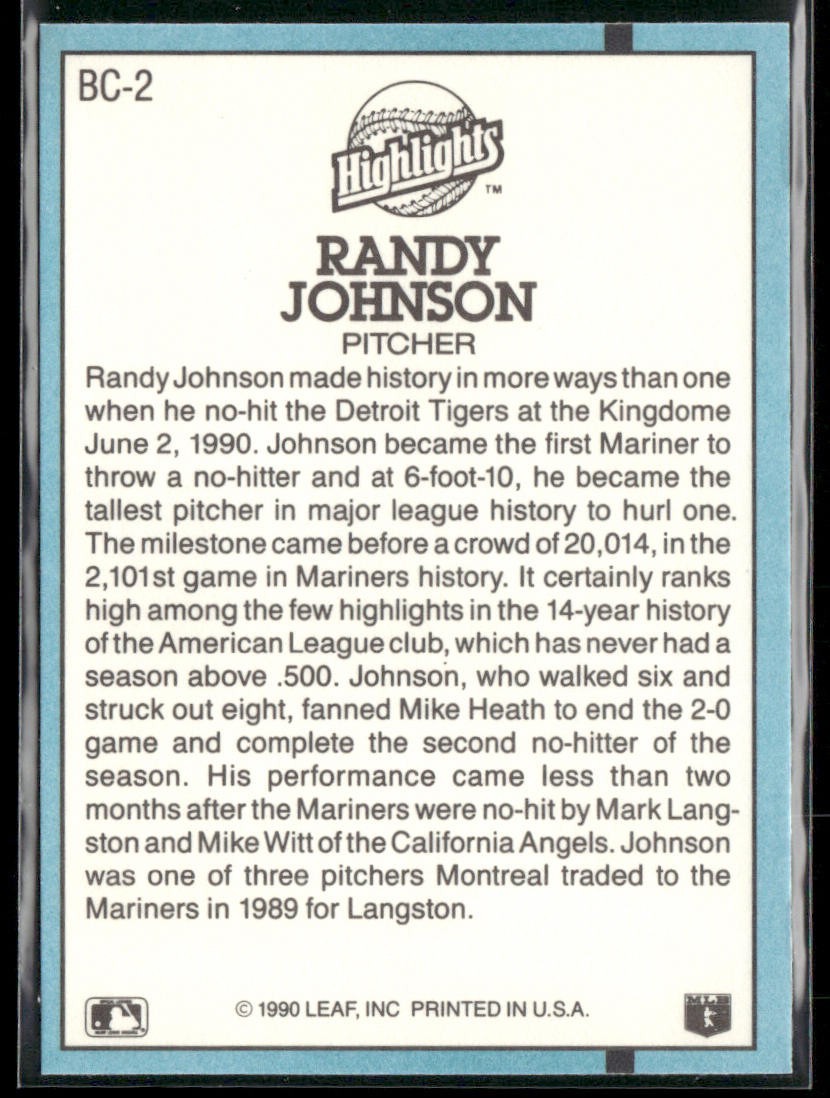 Randy Johnson Lot Bundle 10 Different Baseball Cards RJ002 Mariners back