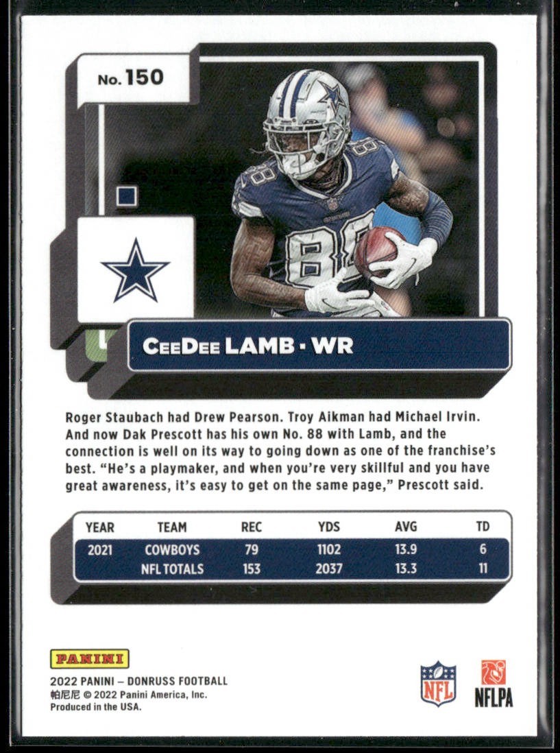 CeeDee Lamb Player Lot Bundle 10 Different Football Cards CDL001 Cowboys back