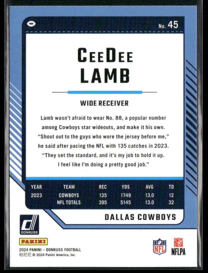 CeeDee Lamb Player Lot Bundle 10 Different Football Cards CDL001 Cowboys back