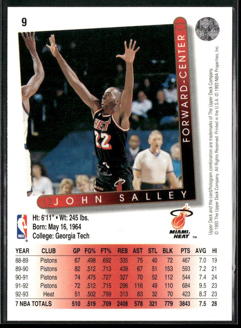 John Salley Player Lot Bundle 10 Basketball Cards JS003 Heat Pistons back
