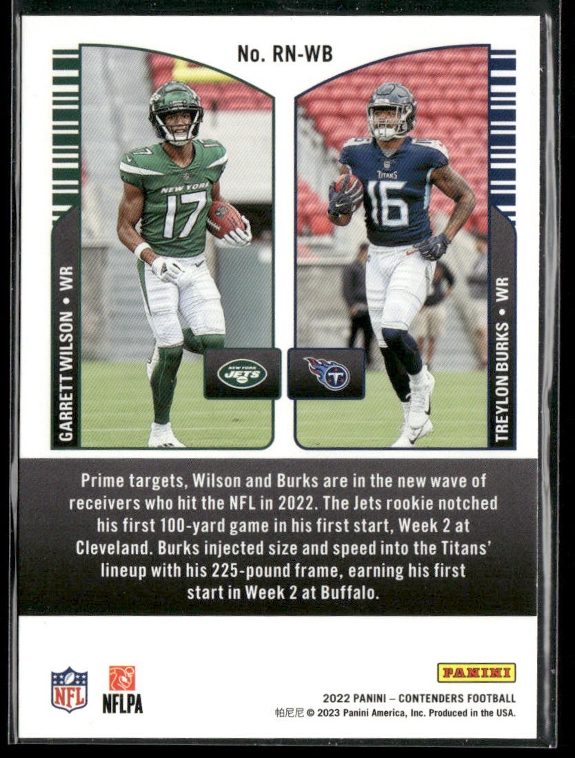 Garrett Wilson Player Lot Bundle 10 Different Football Cards GW001 Jets 1 RC back