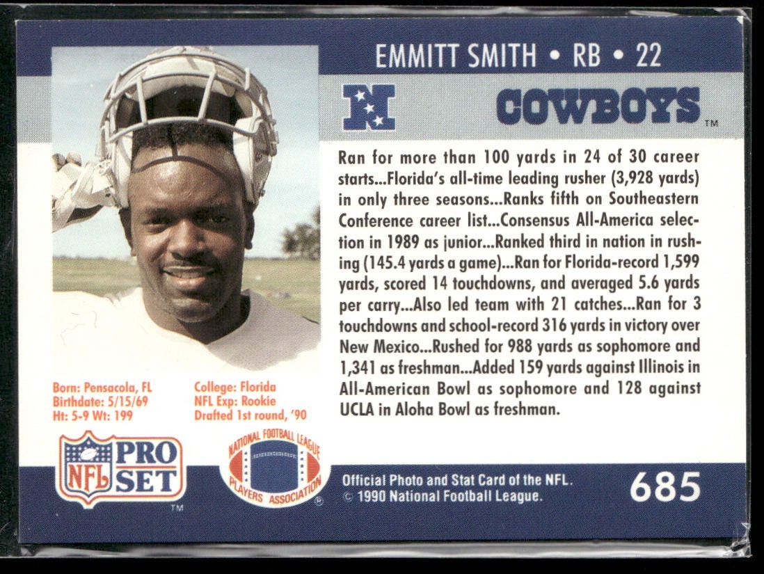 Emmitt Smith Player Lot Bundle 10 Different Football Cards ES001 Cowboys 1 RC back