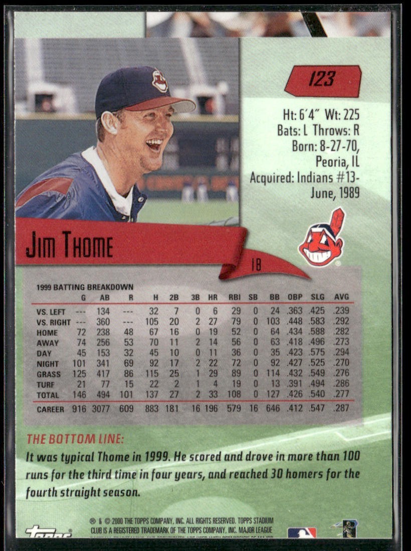 Jim Thome Player Lot Bundle 10 Different Baseball Cards JT001 Indians 1 RC back