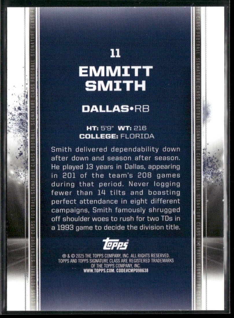 Emmitt Smith Player Lot Bundle 10 Different Football Cards ES005 Cowboys back