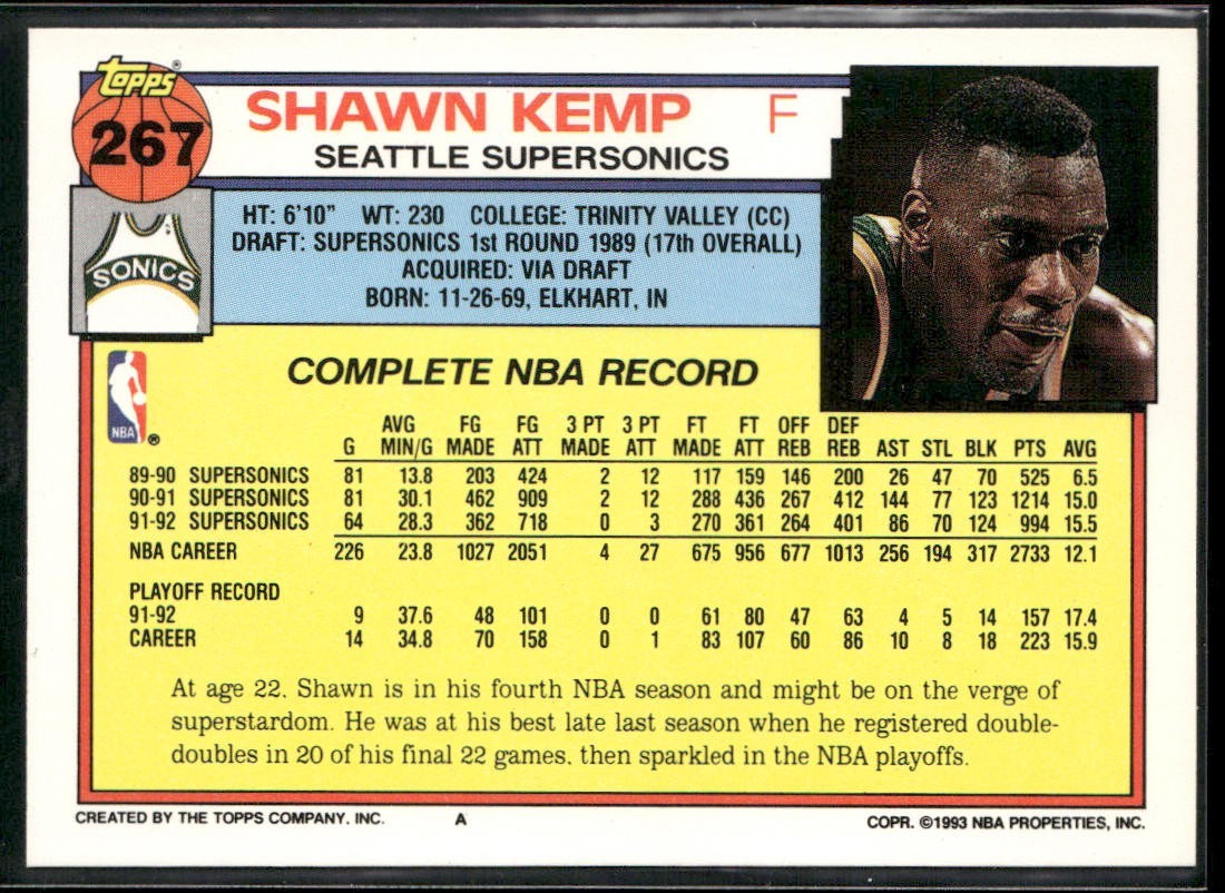Shawn Kemp Player Lot Bundle 10 Basketball Cards SK004 Supersonics Cavs back