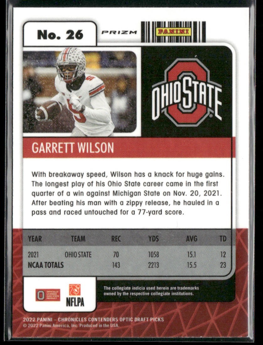 Garrett Wilson Player Lot Bundle 10 Different Football Cards GW002 Jets 4 RC back