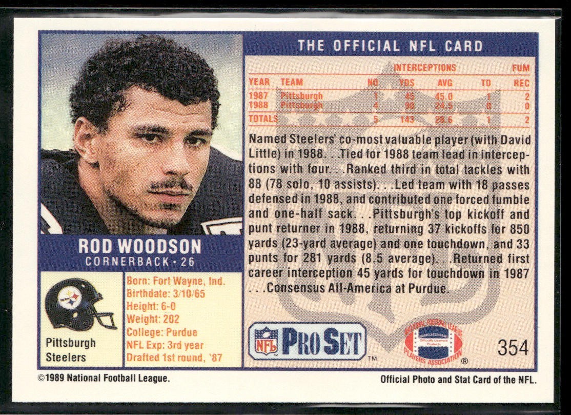 Rod Woodson Player Lot Bundle 10 Different Football Cards RW008 Steelers back