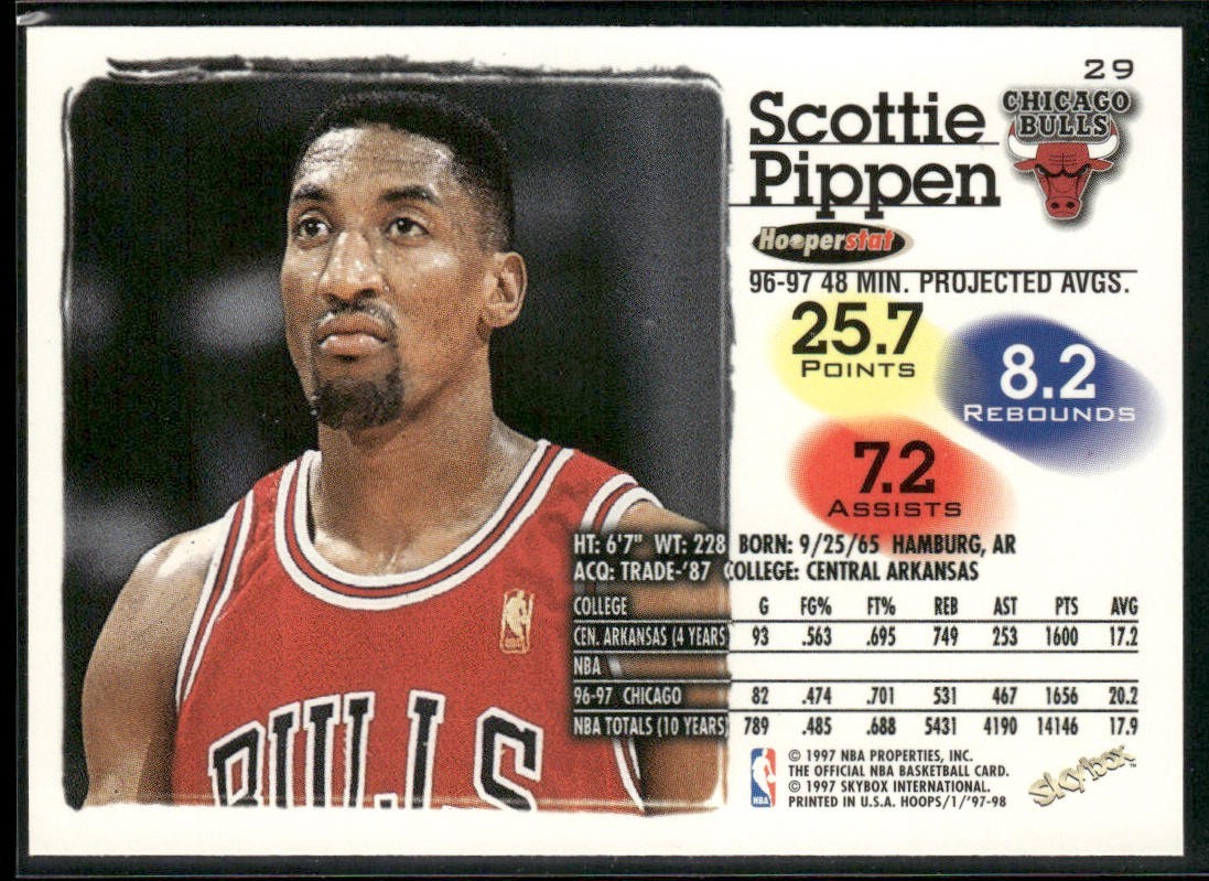 Scottie Pippen Player Lot Bundle 10 Basketball Cards SP004 Chicago Bulls back