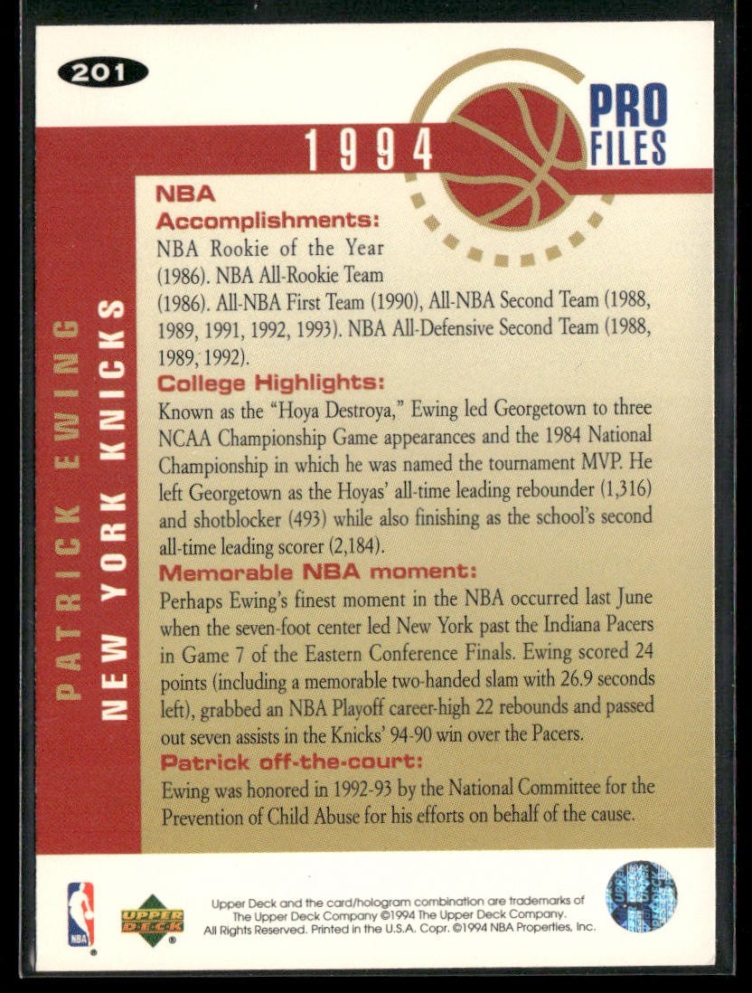Patrick Ewing Player Lot Bundle 10 Basketball Cards PE001 New York Knicks back