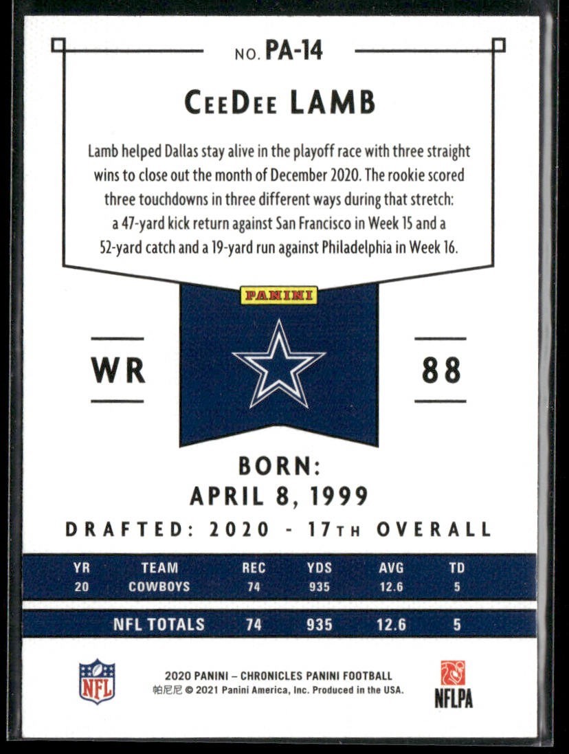 CeeDee Lamb Player Lot Bundle 10 Different Football Cards CDL002 Cowboys 2 RC back