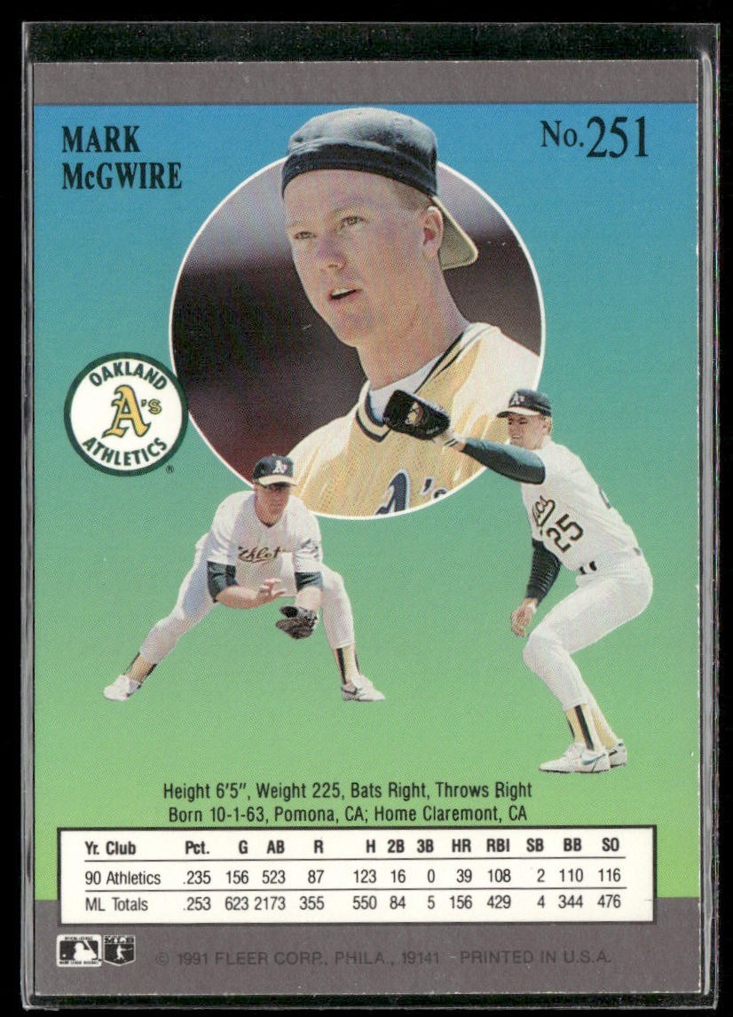 Mark McGwire Player Lot Bundle 10 Different Baseball Cards MM001 Athletics back