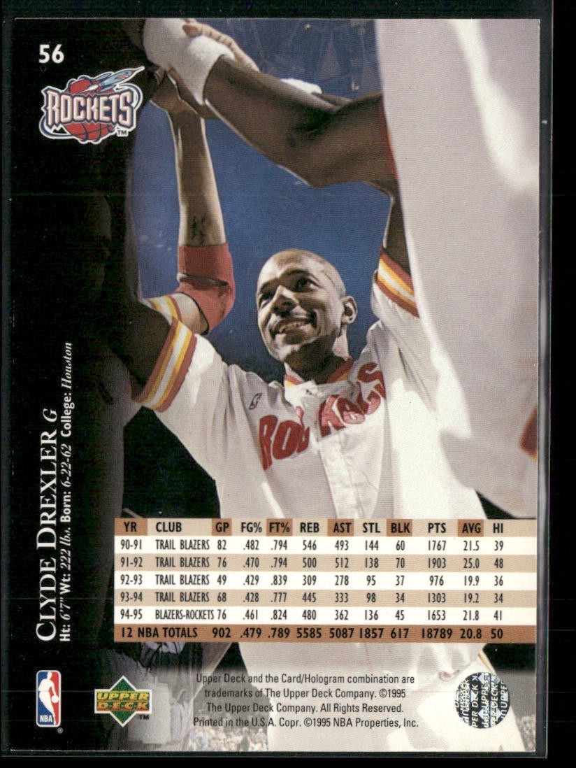 Clyde "The Glide" Drexler Player Lot Bundle 10 Basketball Cards CD001 Portland back