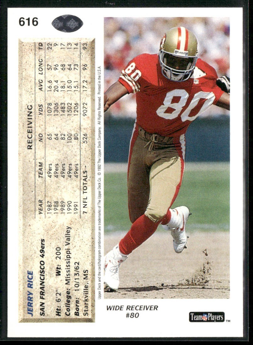 Jerry Rice Player Lot Bundle 10 Different Football Cards JR005 49ers back