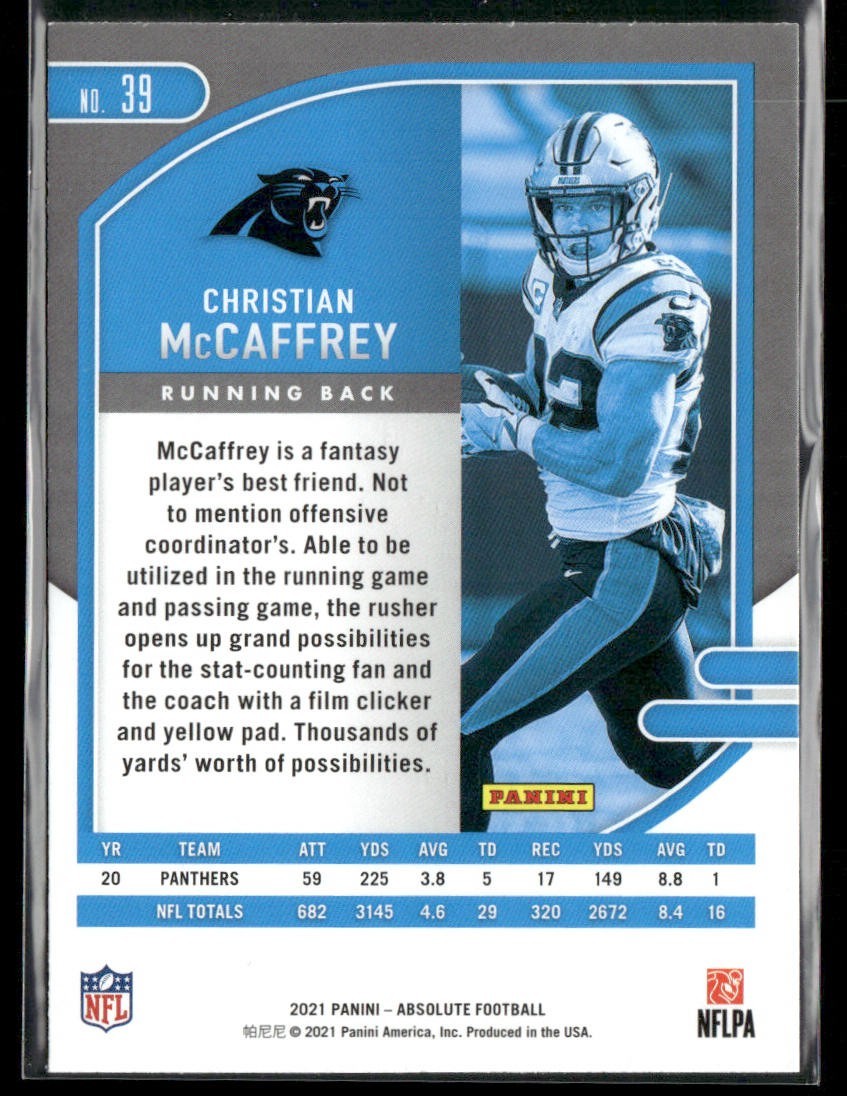 Christian McCaffrey Player Lot Bundle 10 Different Football Cards CM001 back
