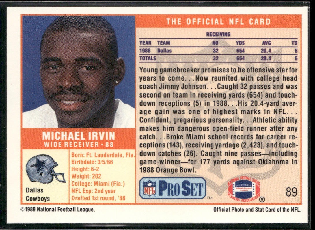Michael Irvin Player Lot Bundle 10 Different Football Cards MI003 Cowboys back