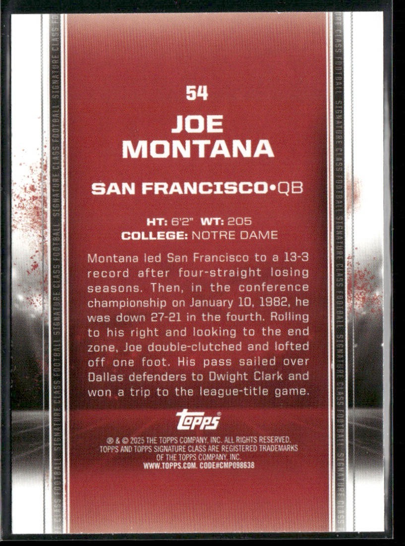 Joe Montana Player Lot Bundle 10 Different Football Cards JM005 49ers Chiefs back